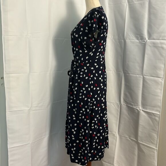 Mango Navy Blue Butterfly Maxi Dress Size 6 - Picture 4 of 12